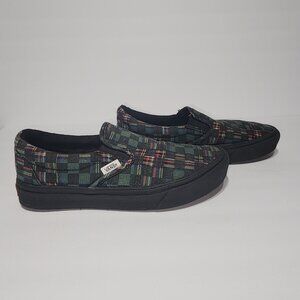 VANS Green Slip On Comfy Cush Collection Plaid Checker Print Sz6